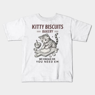 Kitty Biscuits Bakery Cat Kneading Cute Funny Style Kids T-Shirt